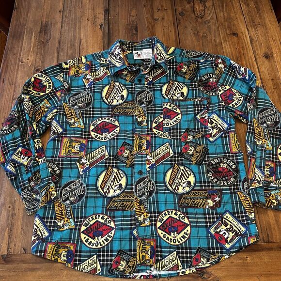 Mickey & Co Mickey Gasoline Flannel Button Shirt Size Small Vintage - Picture 1 of 6